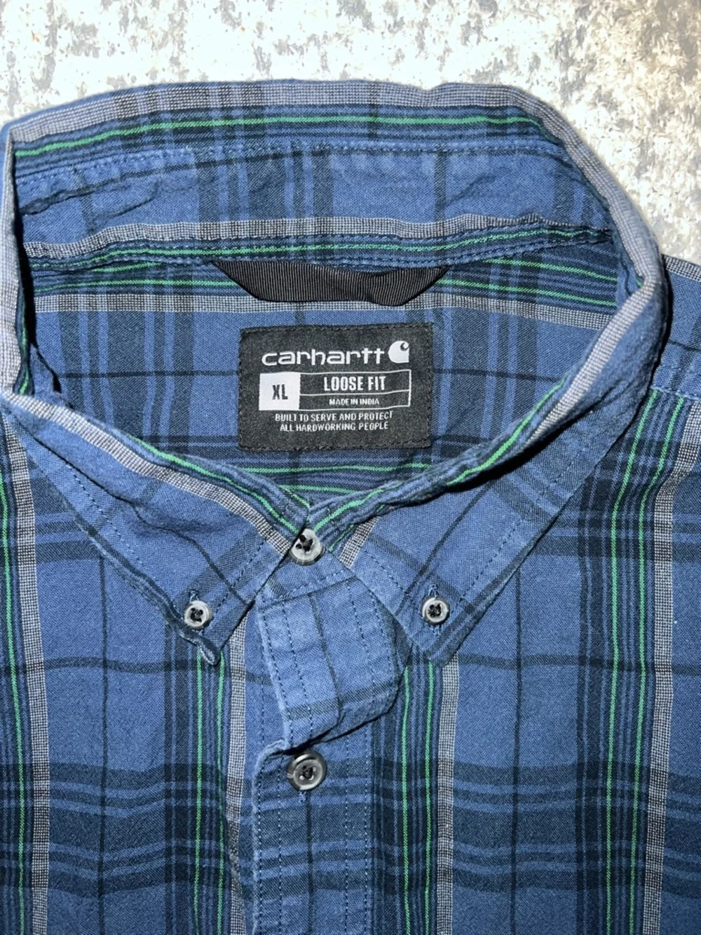 Carhartt TW4447 Men's Loose Fit Midweight Chambray Plaid Long Sleeve Shirt XL - Picture 3 of 12
